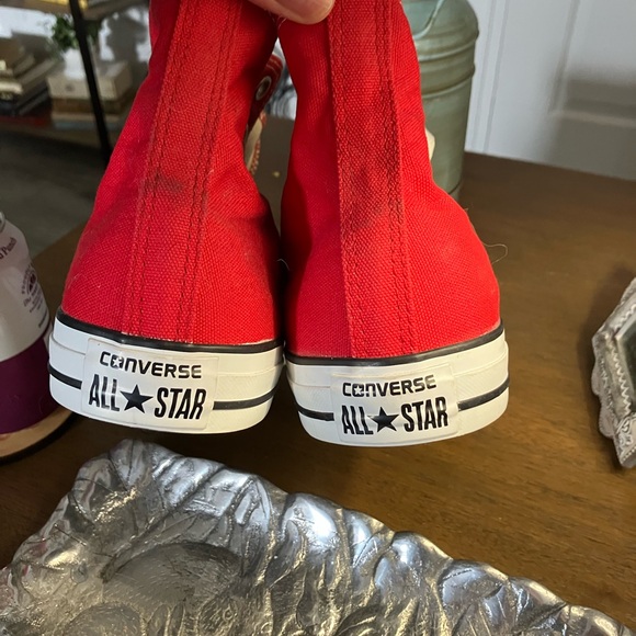Converse Red and White High-Top Sneakers - Picture 7 of 7